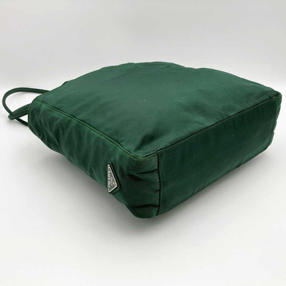 PRADA tote bag shoulder nylon logo plate green ladies men unisex - Picture 6 of 10